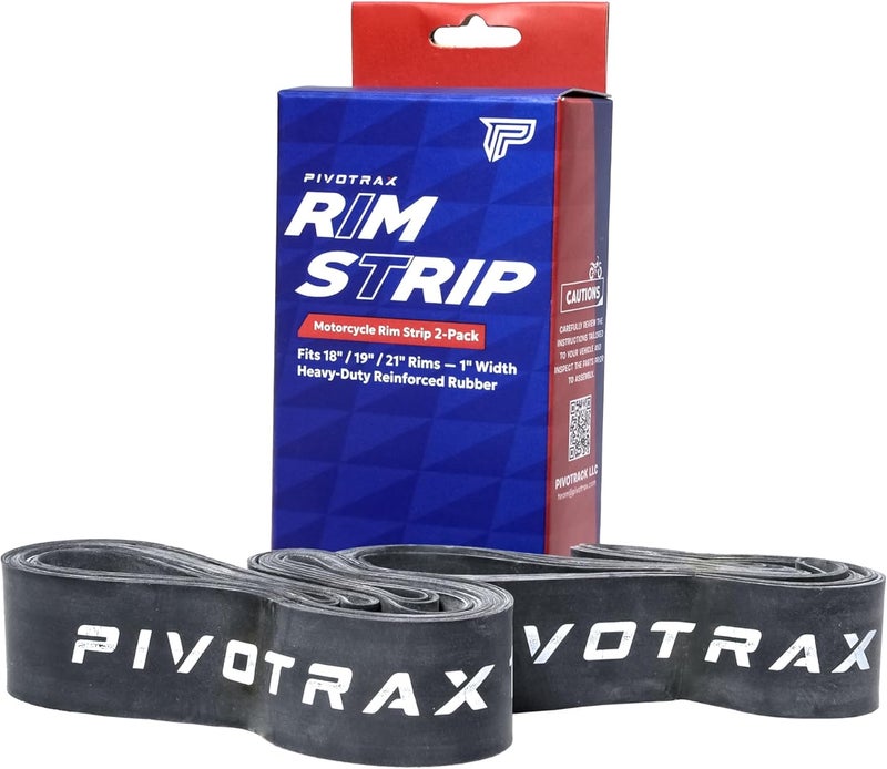 Motorcycle Rim Strip (2 Pack) – Durable Rubber Rim Tape with Valve Stem Hole, Tube Protection